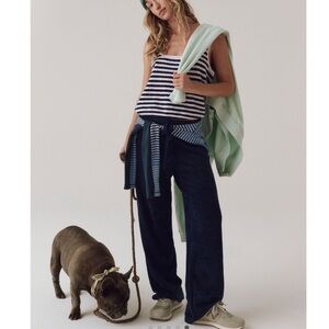 NWT Free People cozy set top is XS/S and pants M/L navy striped